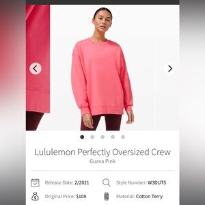 Lululemon Perfectly Oversized Crew Sweatshirt Guava Pink size 6